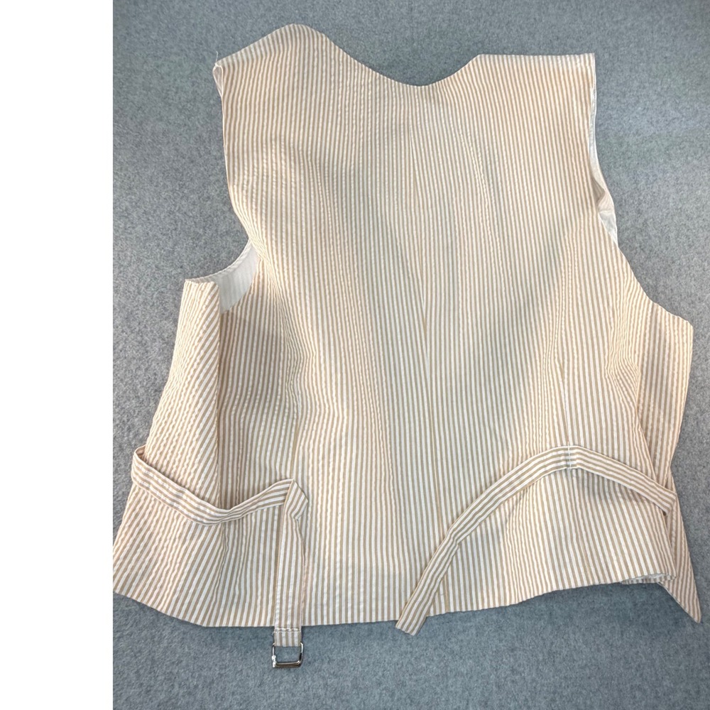 Royal Diamond Mens 3 Piece Seersucker Suit Tan White Stripe 52R Blazer Vest Pant - Picture 13 of 13